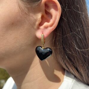 Halka Cam Siyah Küpe