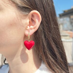 Halka Cam Kırmızı Küpe